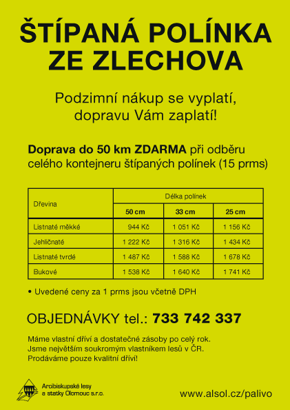 Prodej palivového štípaného dříví Zlechov, Chropyně