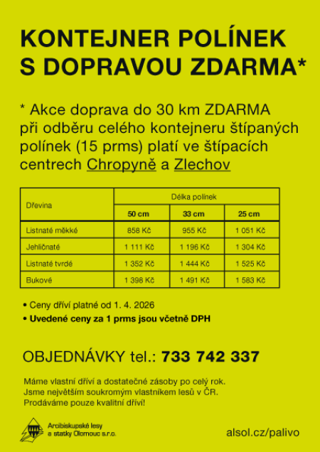 štípaná polínka Chropyně a Zlechov, štípané palivové dříví