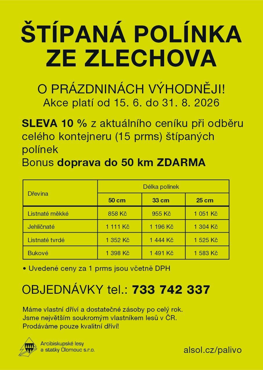 Prodej palivového štípaného dříví Zlechov, Chropyně