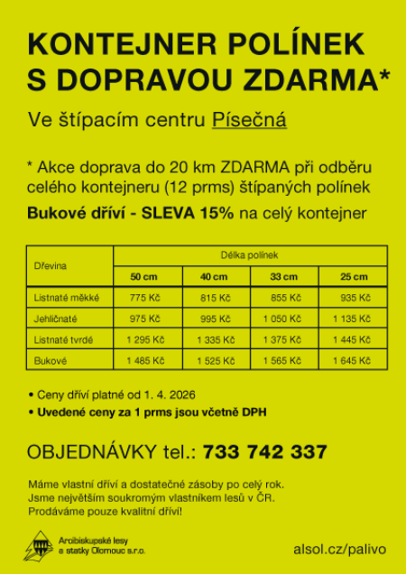 Prodej palivového štípaného dříví - Písečná